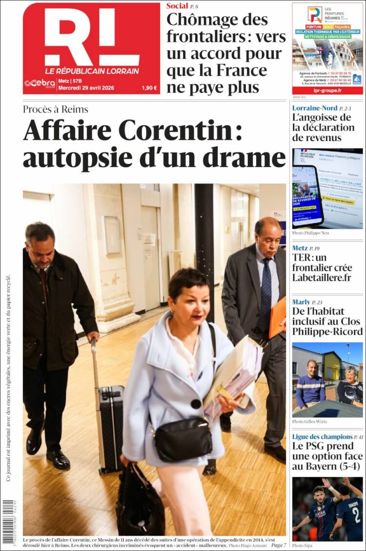 Portada de Le Republicain Lorrain (Francia)