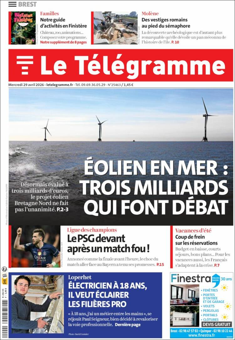 Portada de Télégramme (Francia)