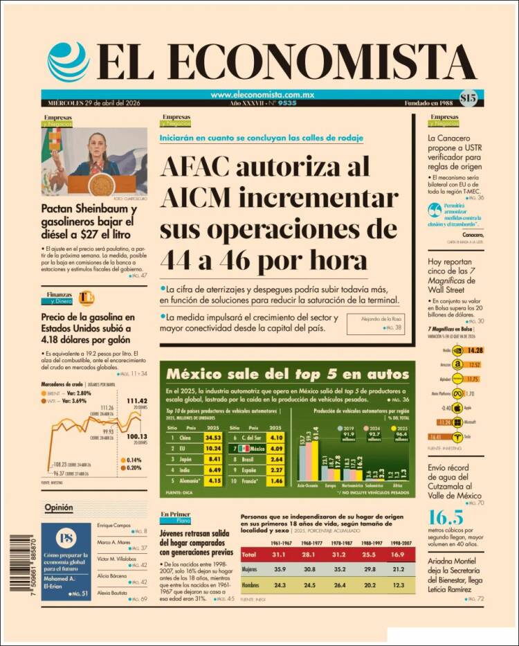 Portada de El Economista (M&eacute;xico)