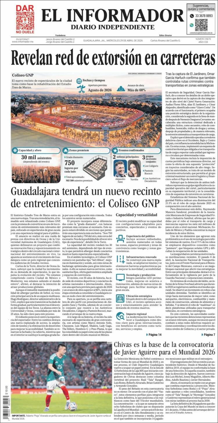 Portada de El Informador (M&eacute;xico)