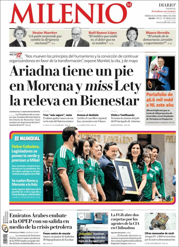 Portada de Milenio (M&eacute;xico)