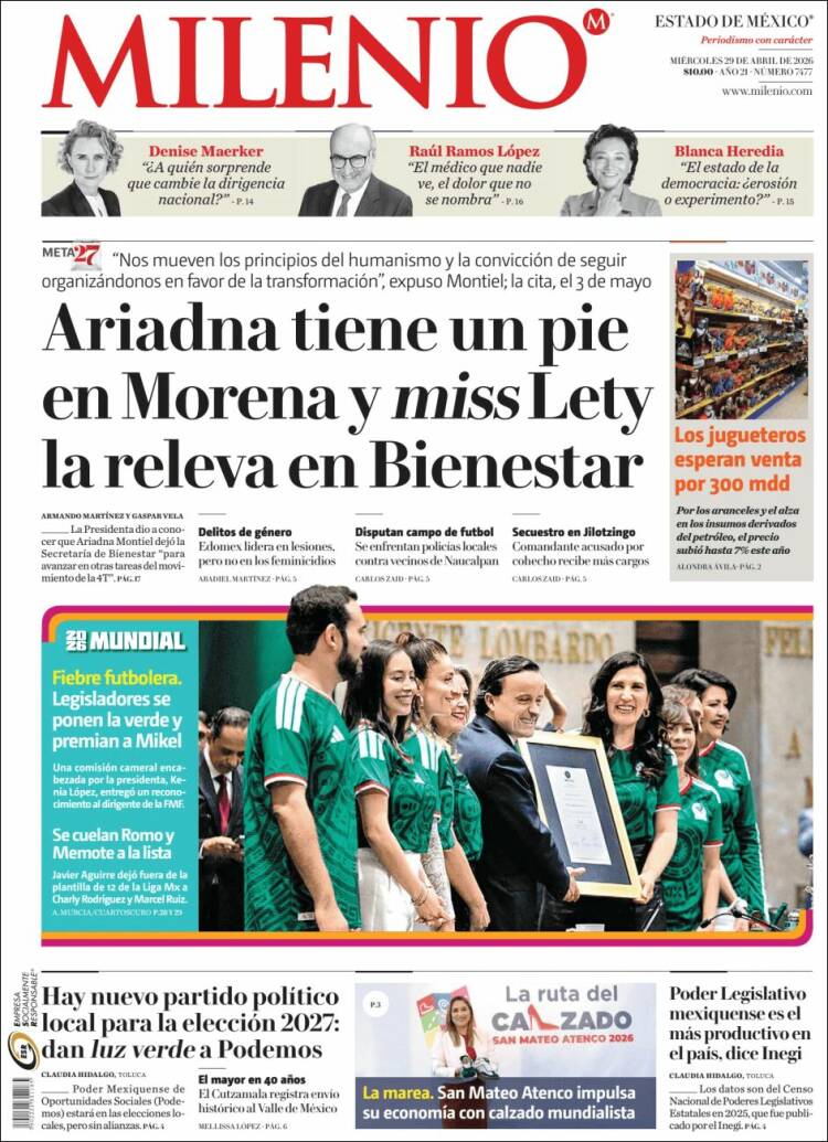 Portada de Milenio - Estado de México (M&eacute;xico)
