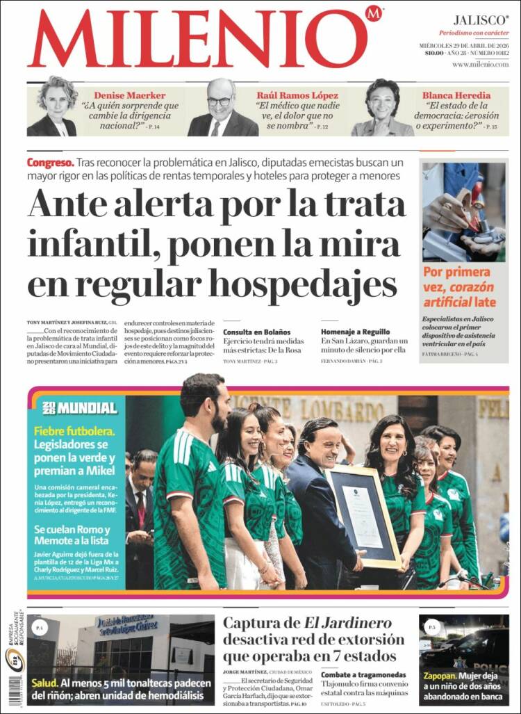 Portada de Milenio - Jalisco (M&eacute;xico)