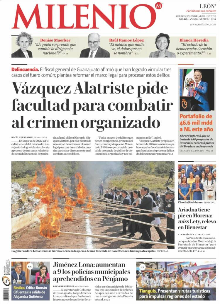 Portada de Milenio de León (M&eacute;xico)