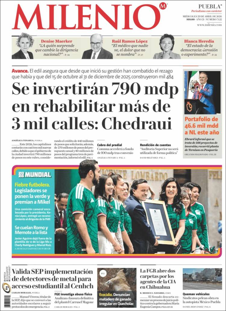 Portada de Milenio de Puebla (M&eacute;xico)