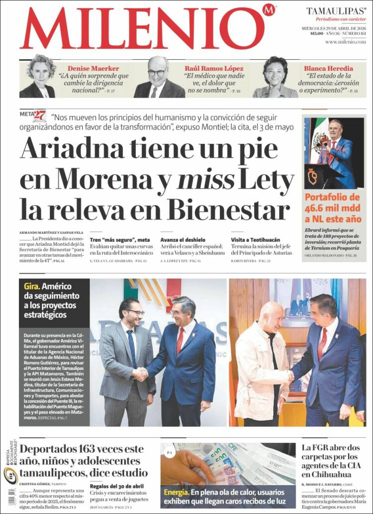 Portada de Milenio - Tamaulipas (M&eacute;xico)
