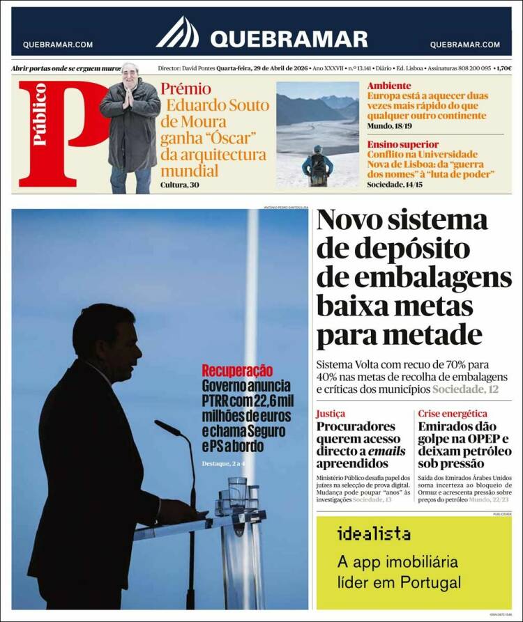 Portada de Público (Portugal)
