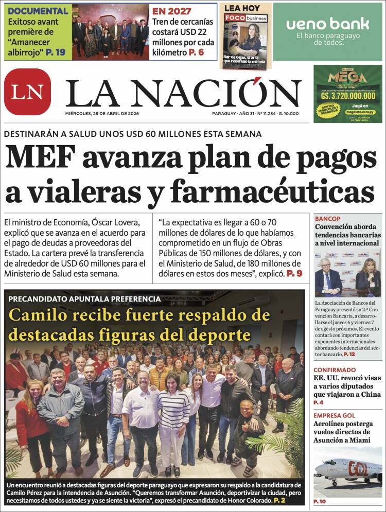Portada de La Nación (Paraguay)