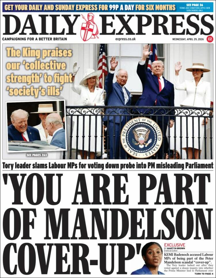 Portada de Daily Express (Reino Unido)