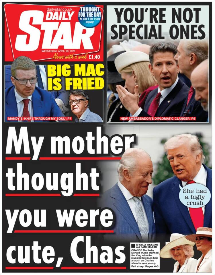 Portada de Daily Star (Reino Unido)