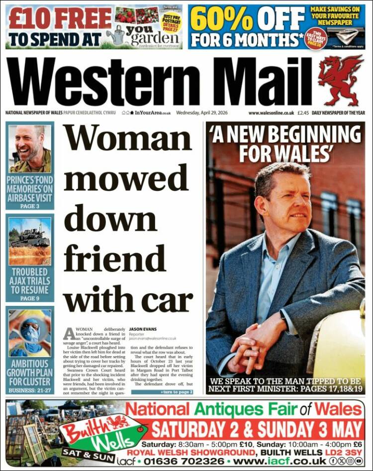 Portada de Western Mail (Reino Unido)