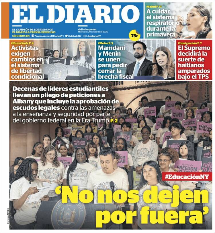 Portada de El Diario NY (USA)