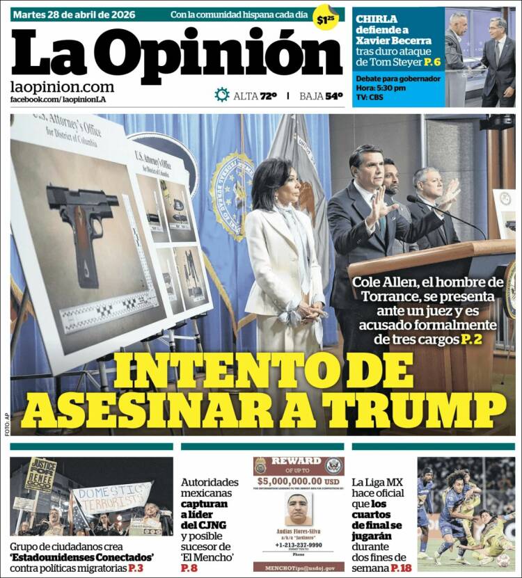 Portada de La Opinión (USA)