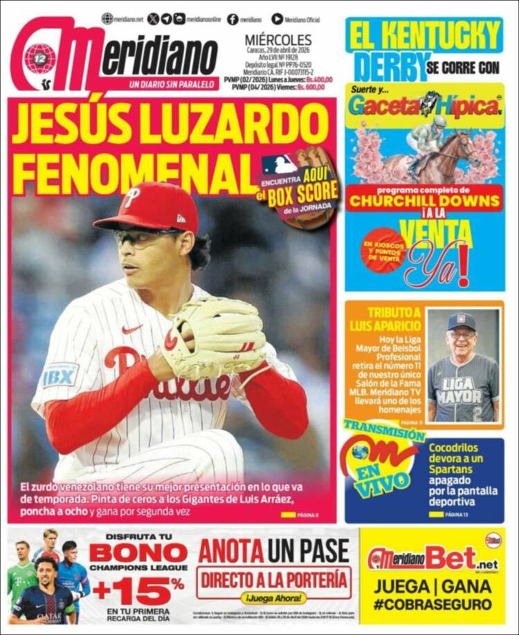 Portada de Meridiano (Venezuela)