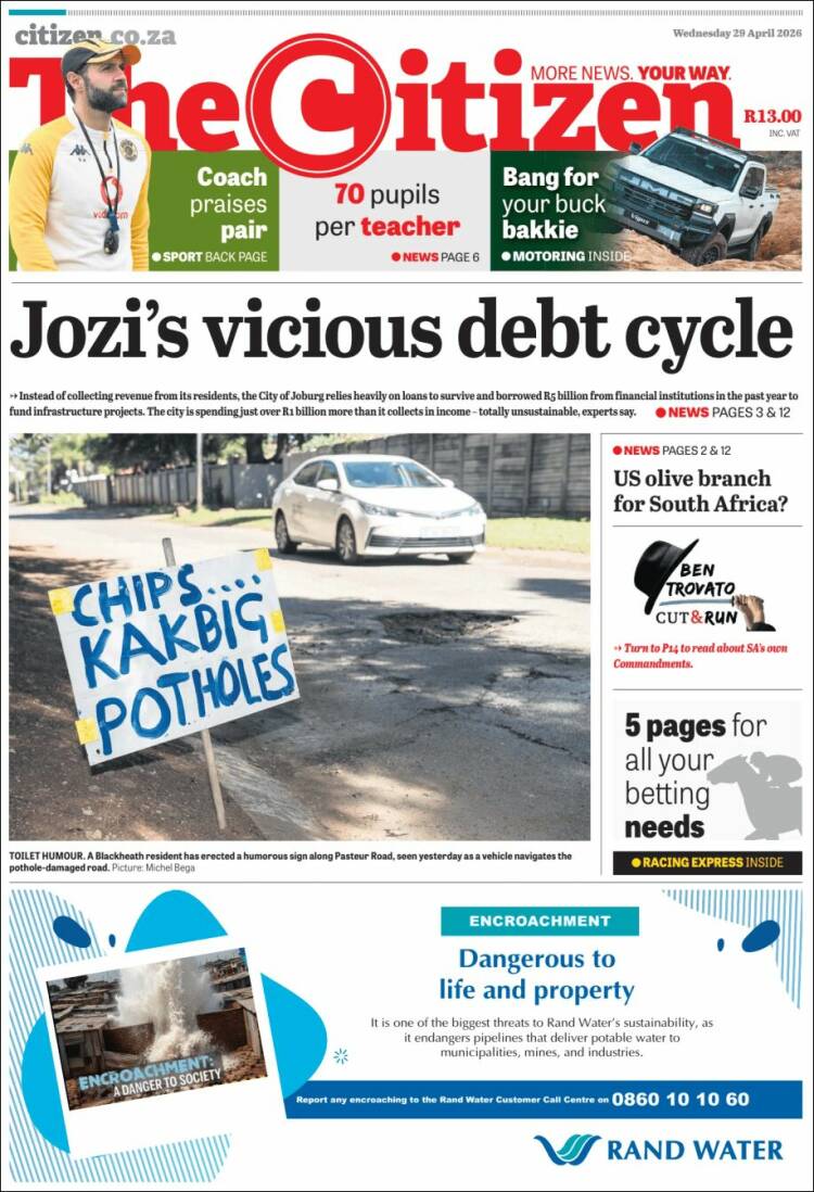 Portada de The Citizen (Sud&aacute;frica)