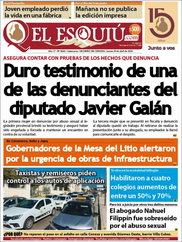 Portada de El Esquiu (Argentina)