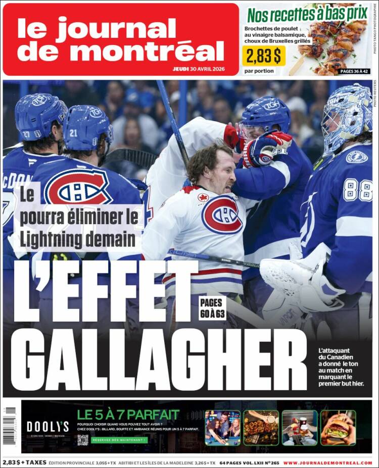 Portada de Le Journal de Montréal (Canad&aacute;)