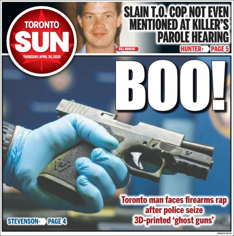 Portada de The Toronto Sun (Canad&aacute;)