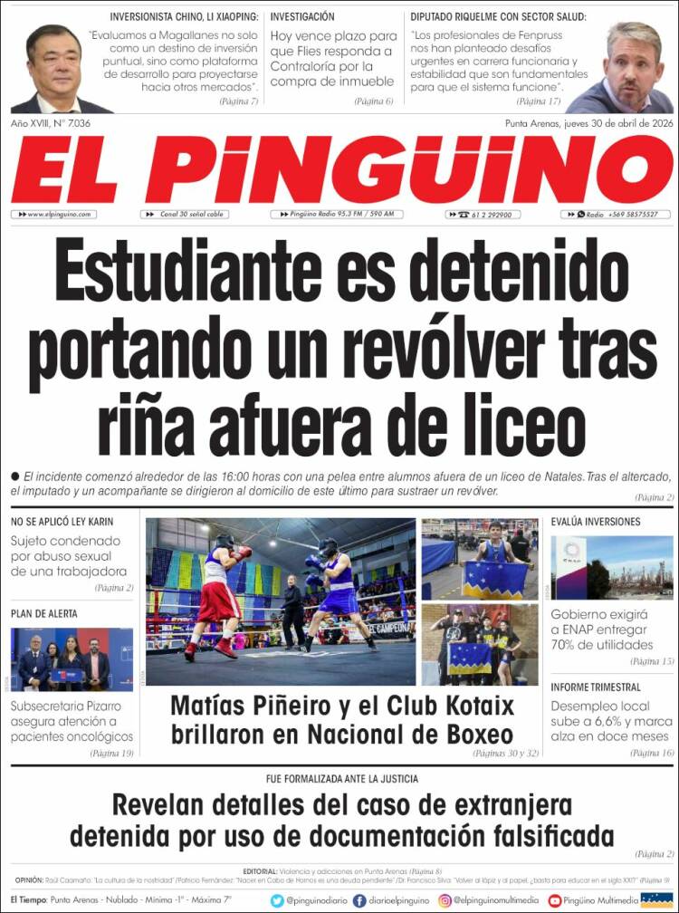 Portada de El Pingüino (Chile)