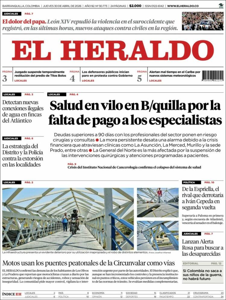 Portada de El Heraldo (Colombia)