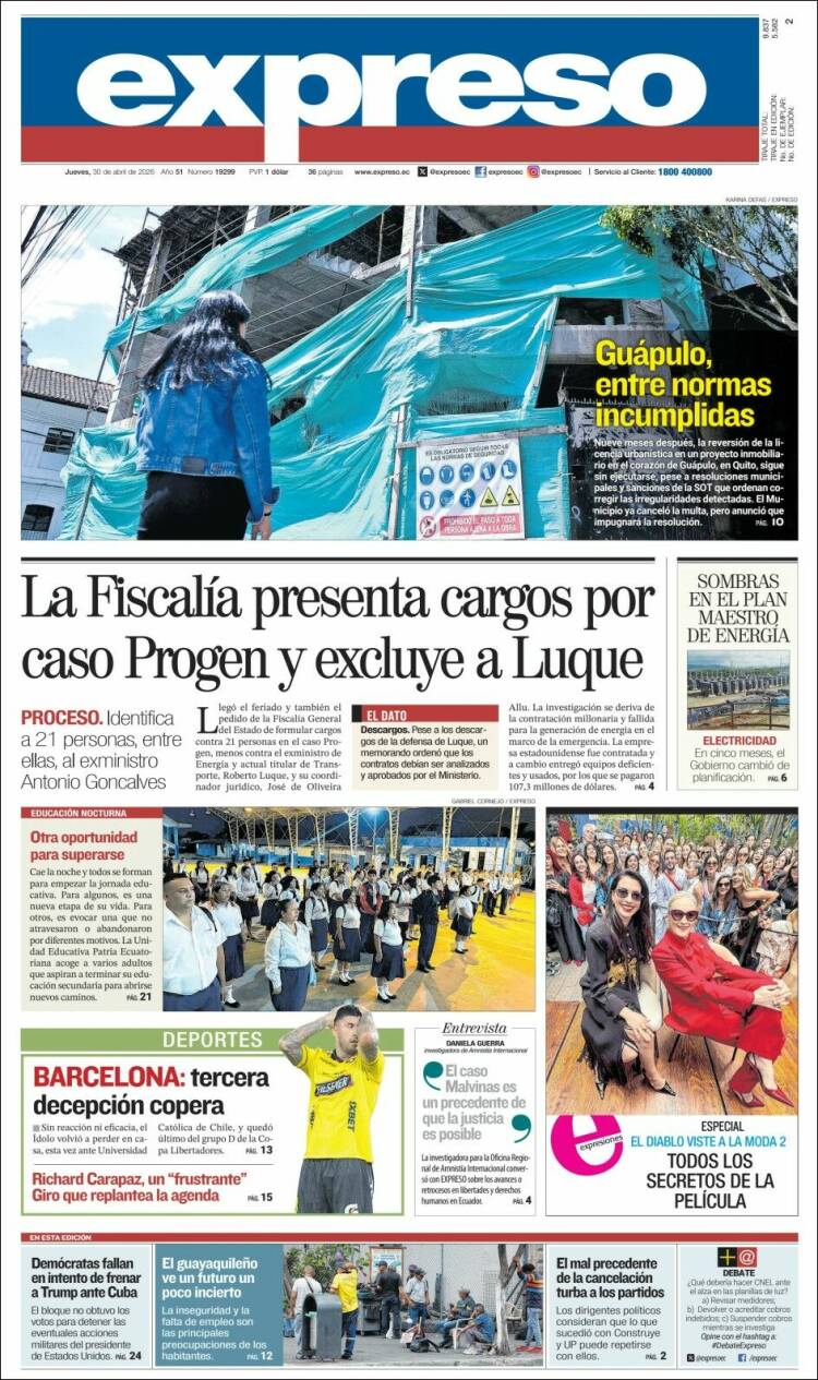 Portada de Expreso (Ecuador)