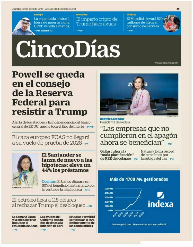 Portada de Cinco Días (Espa&ntilde;a)