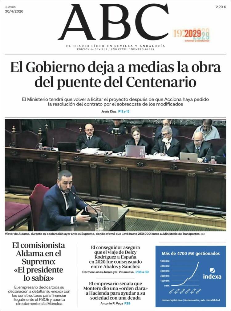 Portada de ABC - Sevilla (Espa&ntilde;a)