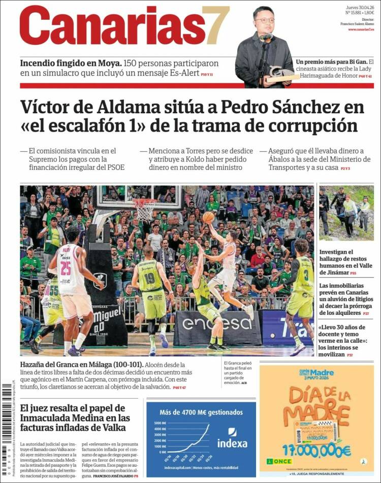 Portada de Canarias 7 (Espagne)
