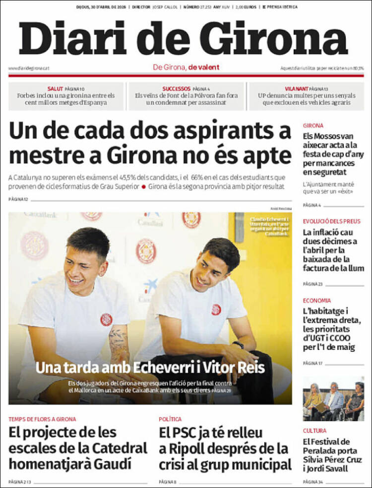 Portada de Diari de Girona (Espa&ntilde;a)