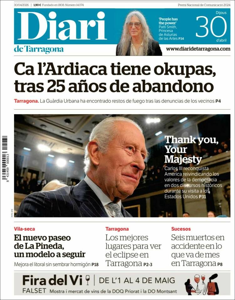Portada de Diari de Tarragona (Espa&ntilde;a)