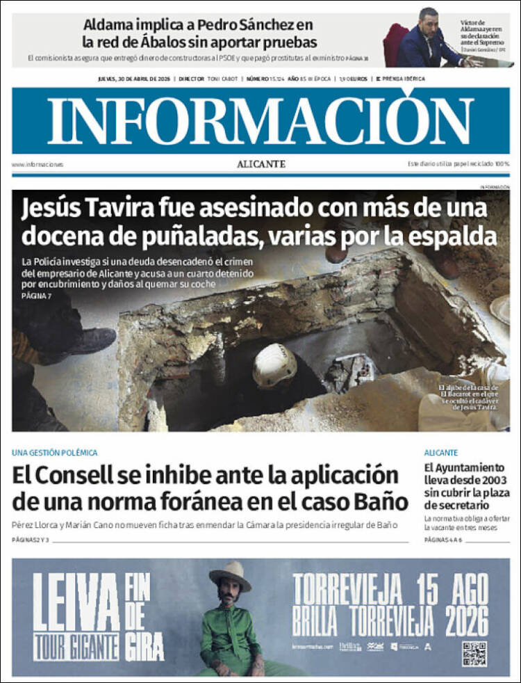 Portada de Diario Información (Espa&ntilde;a)