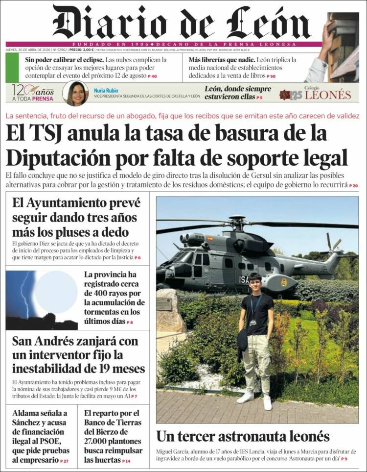 Portada de Diario de León (Espa&ntilde;a)