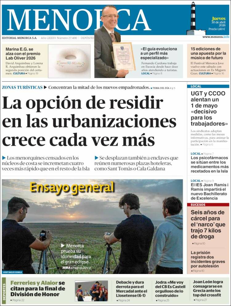 Portada de Menorca - Diario Insular (Espa&ntilde;a)