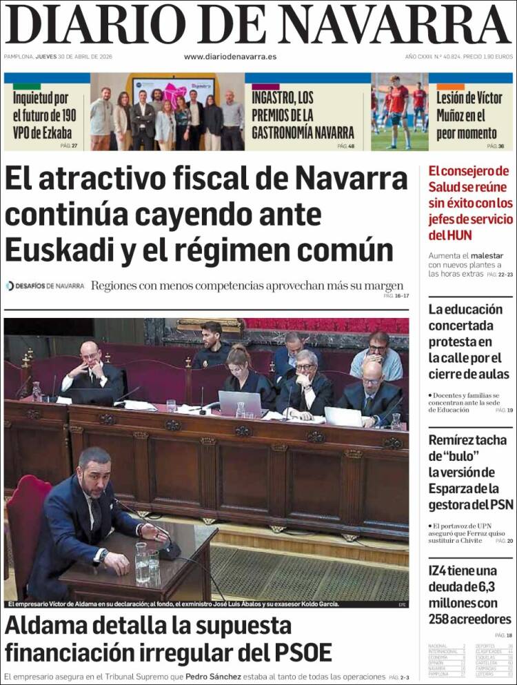 Portada de Diario de Navarra (Espa&ntilde;a)
