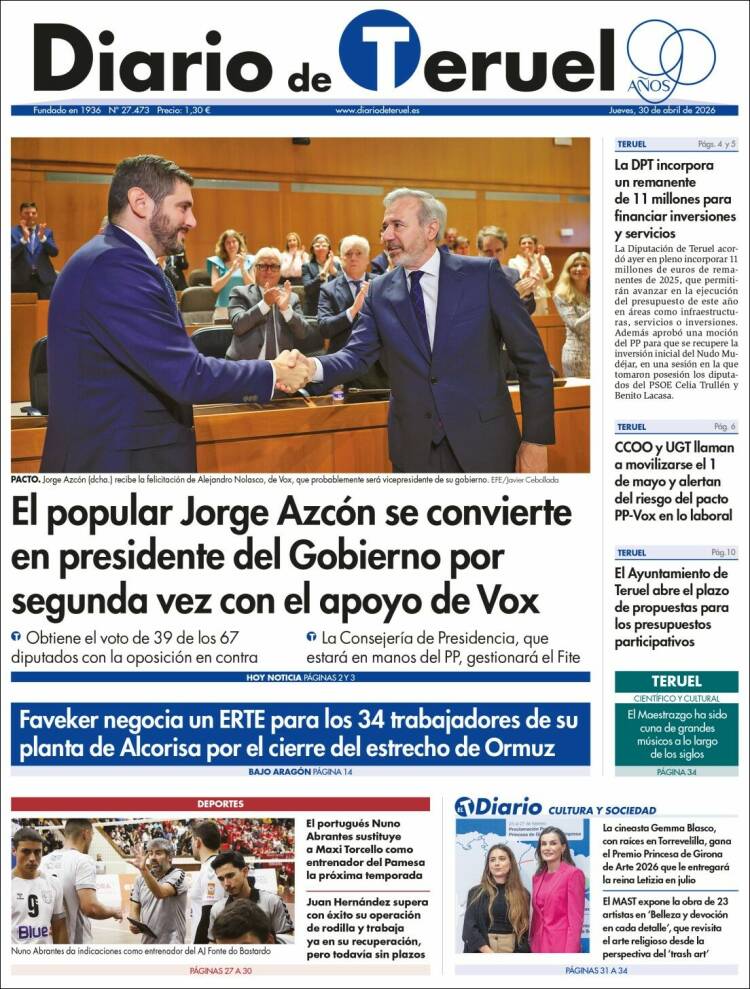 Portada de Diario de Teruel (Espa&ntilde;a)