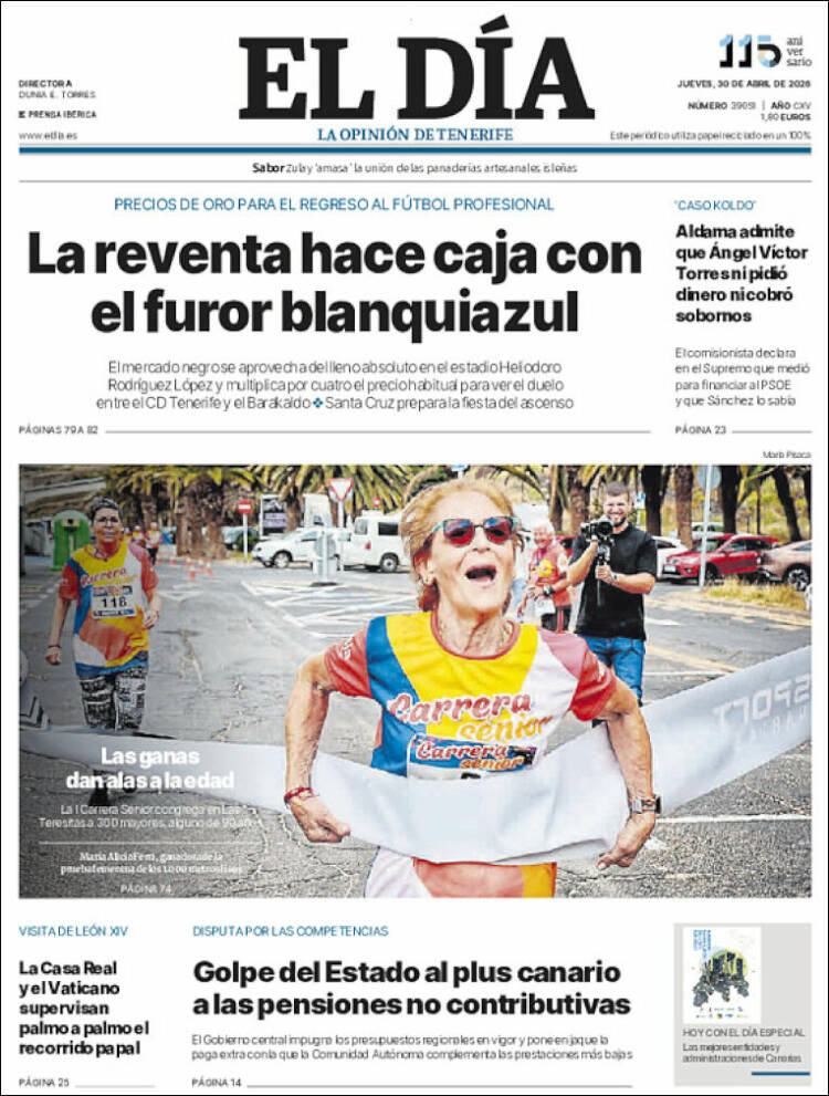Portada de El Día (Espa&ntilde;a)