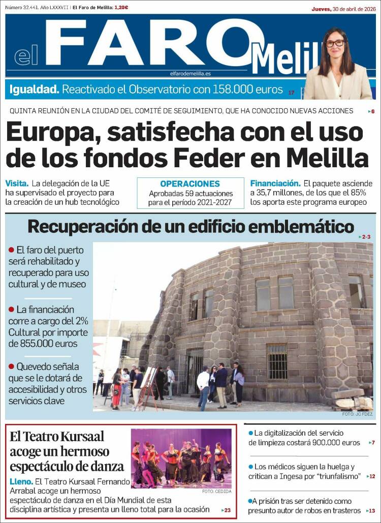 Portada de El Faro de Melilla (Espa&ntilde;a)