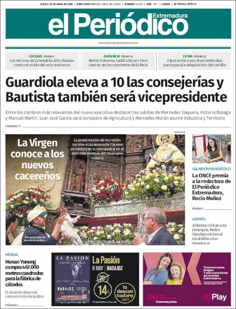 Portada de El Periódico de Extremadura (Espa&ntilde;a)