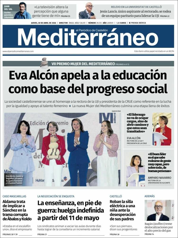 Portada de El Periódico Mediterraneo (Espa&ntilde;a)