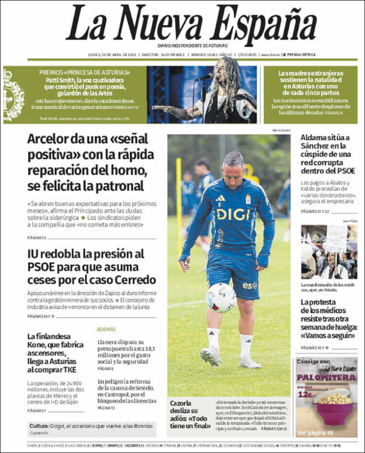 Portada de La Nueva España (Espa&ntilde;a)