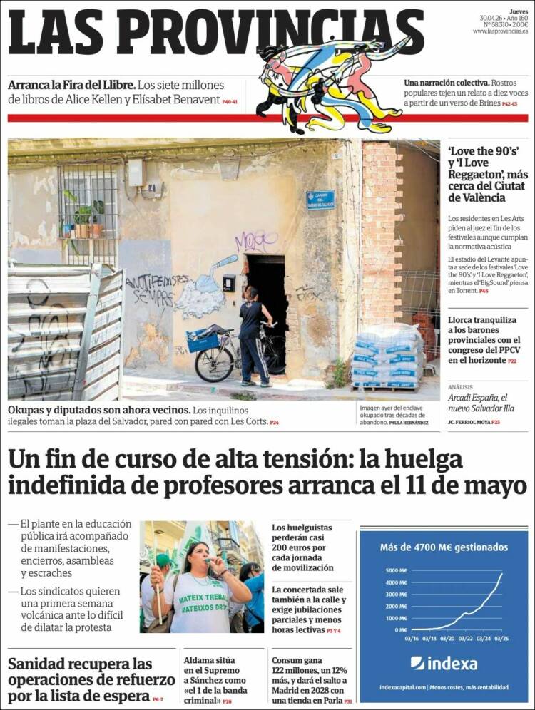 Portada de Las Provincias (Espa&ntilde;a)