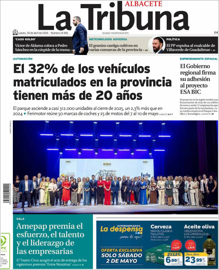 Portada de La Tribuna de Albacete (Espa&ntilde;a)