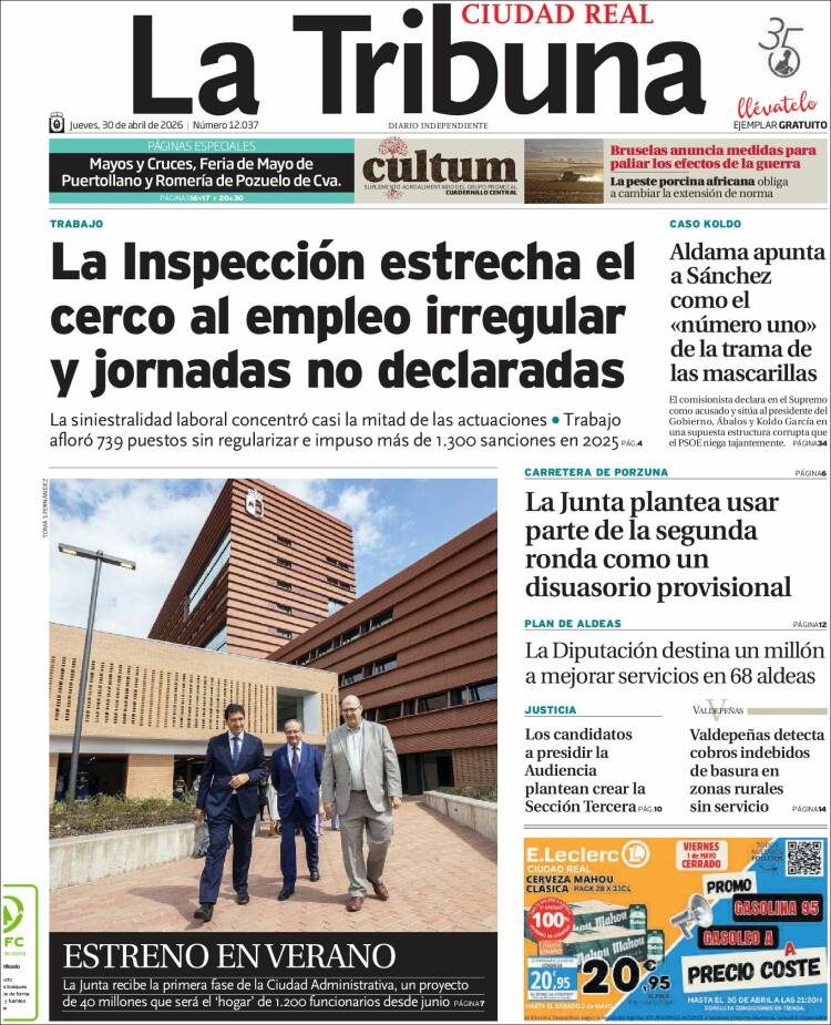 Portada de La Tribuna de Ciudad Real (Espa&ntilde;a)
