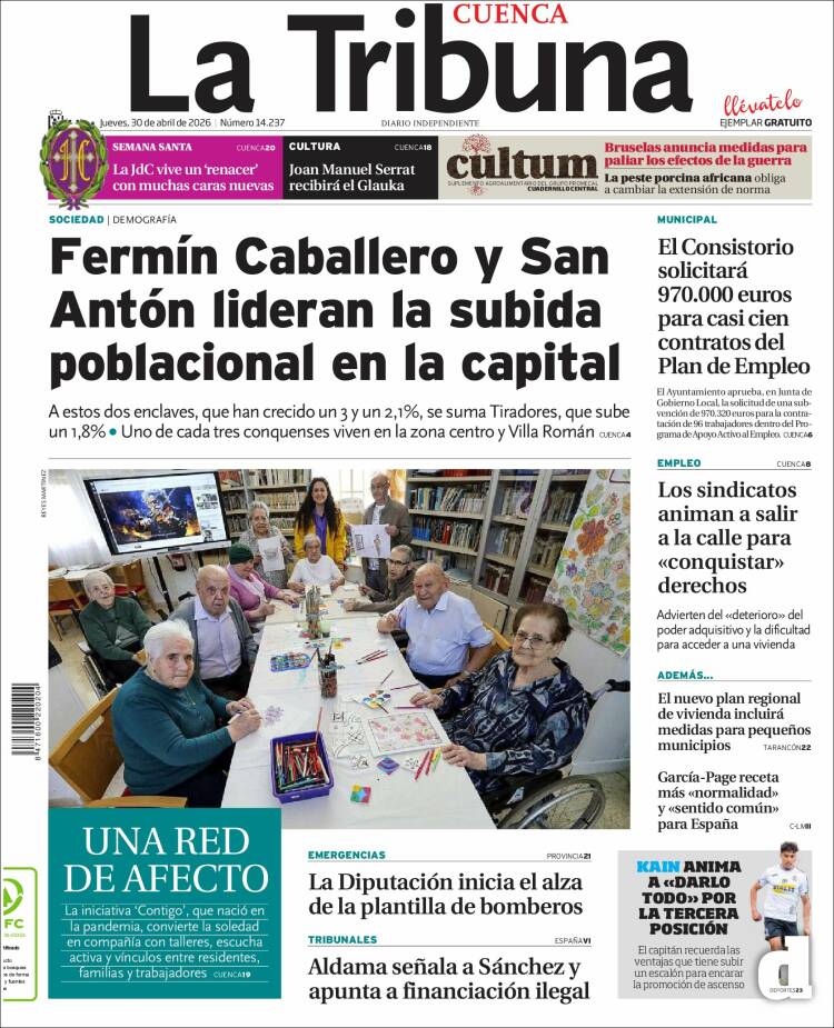 Portada de La Tribuna de Cuenca (Espa&ntilde;a)