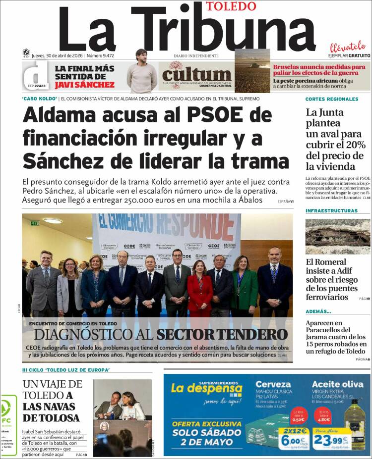 Portada de La Tribuna de Toledo (Espa&ntilde;a)