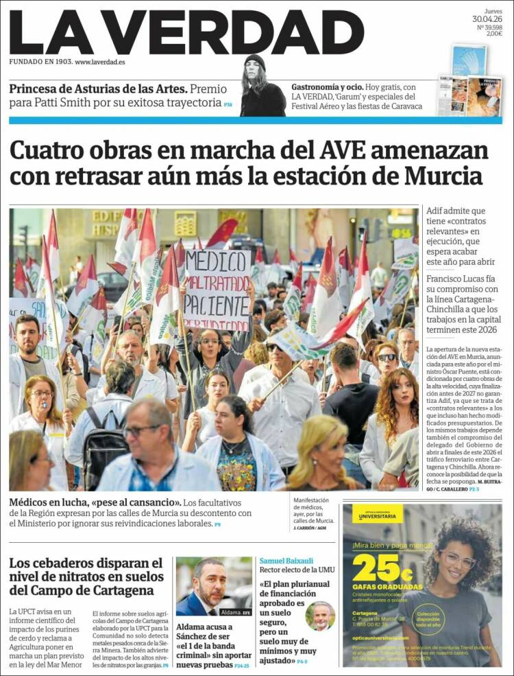 Portada de La Verdad de Murcia (Espa&ntilde;a)
