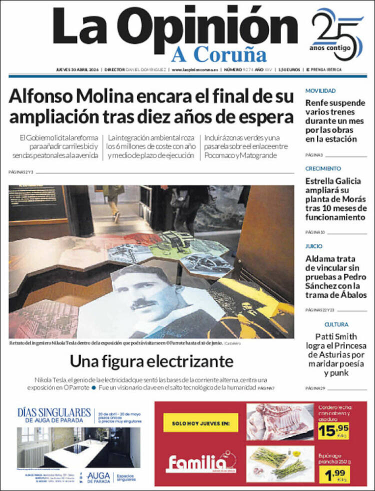 Portada de La Opinión de A Coruña (Espa&ntilde;a)