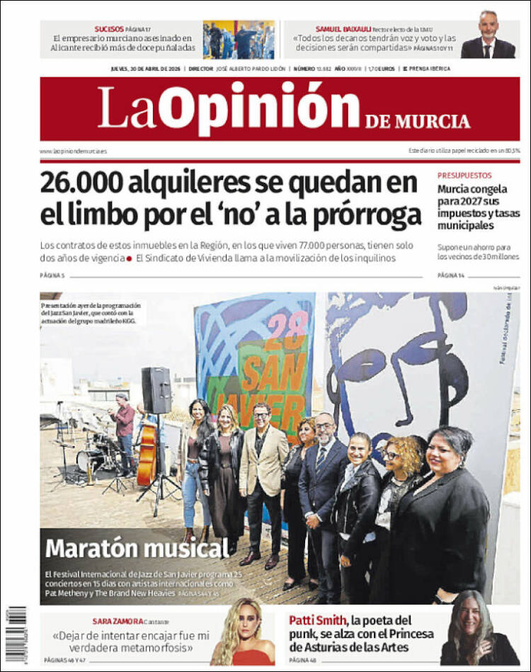 Portada de La Opinión de Murcia (Espa&ntilde;a)