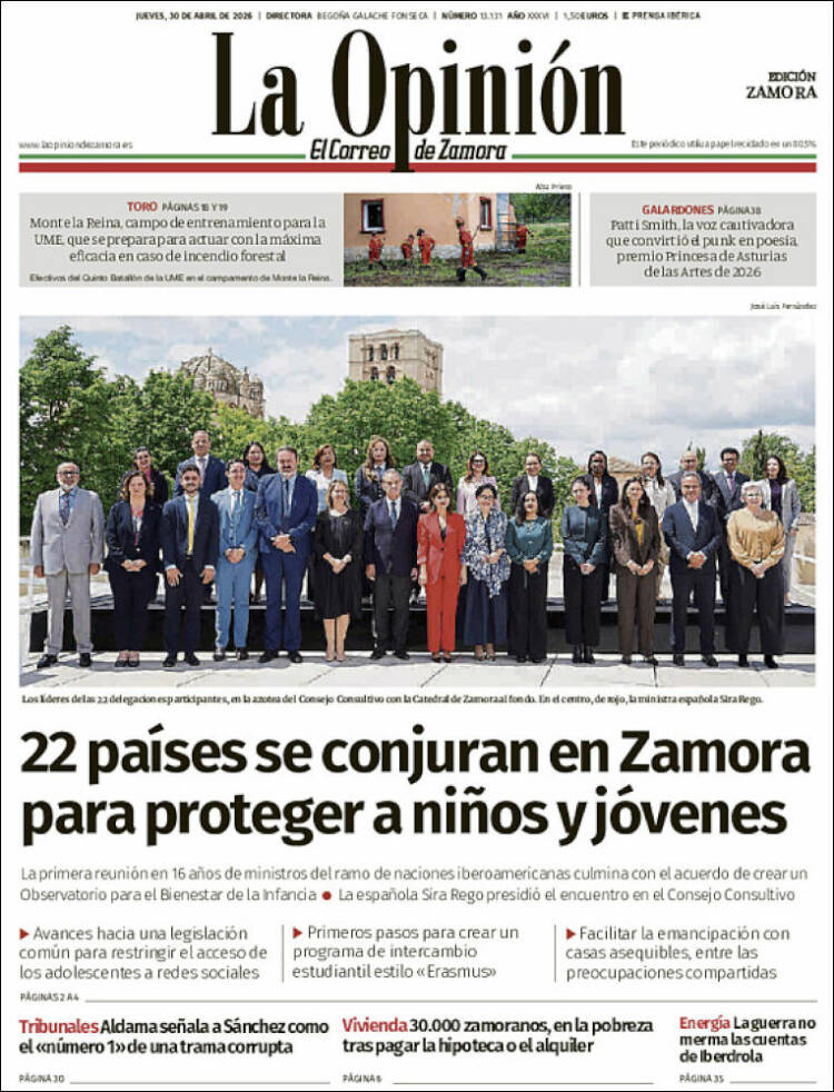 Portada de La Opinión - El Correo de Zamora (Espa&ntilde;a)