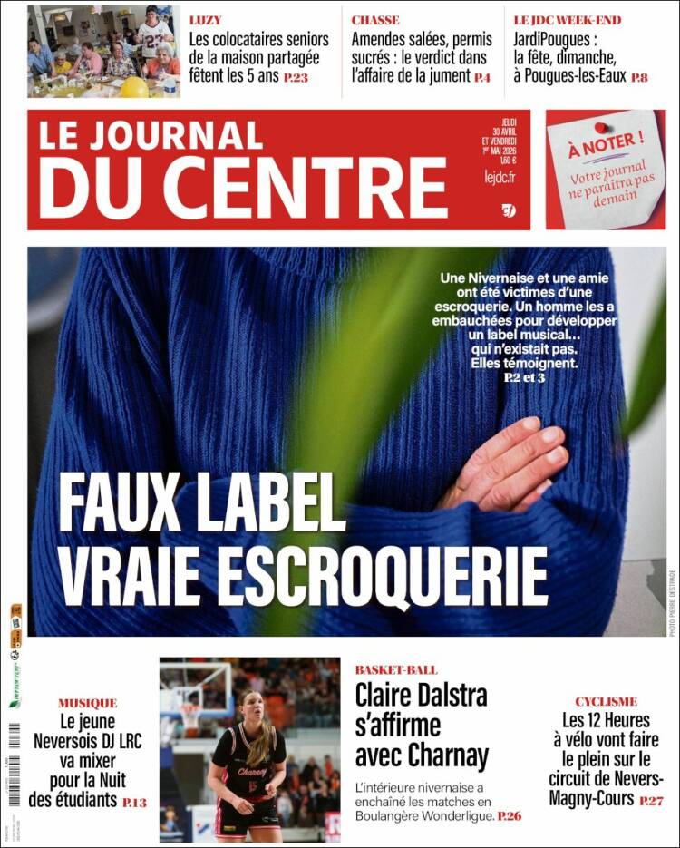 Portada de Le Journal du Centre (Francia)